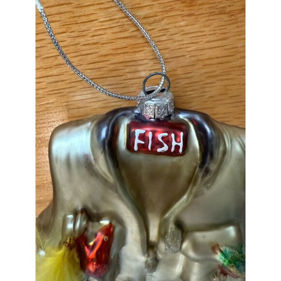 Ornament Fishing Vest Holiday Decor Glass Hand Painted - Picture 6 of 6